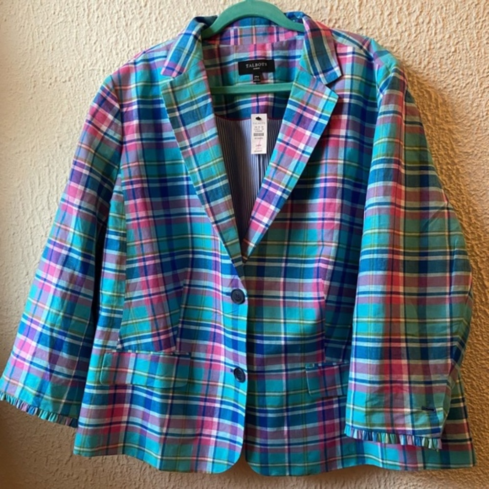 Talbots plaid summer jacket, 24W, NWT